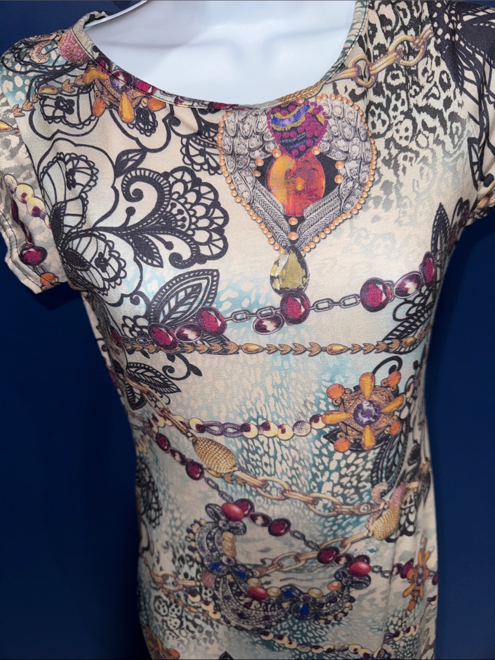 Jolie Moi - Beige Printed Midi Dress Size Small - Picture 9 of 15